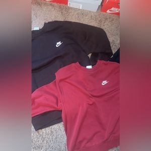 Brown and Red Nike Crewnecks